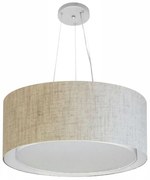 Lustre Pendente Cilíndrico Duplo Md-4124 Cúpula em Tecido 50x25cm Rustico Bege - Bivolt
