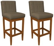 Kit 2 Banquetas Alta Sueli Base Madeira Maciça Estofada Suede Marrom