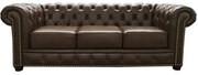 Sofá 3 Lugares Sala de Estar 235cm Chesterfield Pés Madeira Couro Marrom G40 - Gran Belo