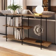 Aparador Tube com 3 Prateleiras Vermont e Preto Fosco Pés Metálico Industrial A05 - D'Rossi