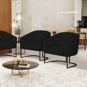 Cadeira Sala de Jantar Base Industrial Preto kit 2 Stella Linho D03 - D'Rossi - Preto
