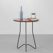 Mesa Lateral Filete Redonda Preto e Nozes - 45cm x 52,3cm