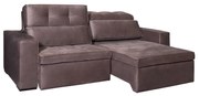 Sofá Valência New Retrátil Suede Cinza Konkret - 2,26 m