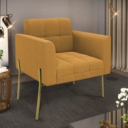 Poltrona Sala de Estar Pé de Ferro Dourado Elisa Bouclê D03 - D'Rossi  - Mostarda