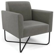 Poltrona Base X Industrial Preto Marisa Suede - Grafite