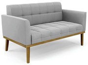 Sofá Namoradeira Base de Madeira Castanho Elisa Suede D03 - D'Rossi  - Cinza