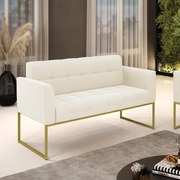 Sofá Namoradeira Elisa Veludo Base Metálica Industrial Dourado D03 - D'Rossi  - Bege