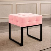 Puff Sala Decorativo Industrial Elisa Suede D03 - D'Rossi - Rosa Bebê