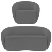 Sofá 2 Lugares Living 160cm e 1 Poltrona Giratória Garbin Z08 Boucle C