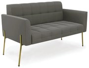 Sofá Namoradeira 2 Lugares Pé de Ferro Dourado Elisa Suede D03 - D'Rossi - Grafite