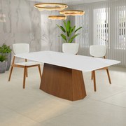 Kit 6 Cadeiras Decorativas Sala de Jantar Madeira Maciça Lang Linho Off White/Mel G13 - Gran Belo