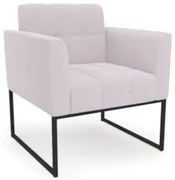 Poltrona Para Sala Base Industrial Preto Ana Bouclé Rosê - Ibiza