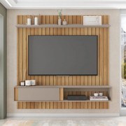 Painel Sirius Ripado 180cm para TV até 65 com Ripado MDF Buriti/Cacao G11 - Gran Belo