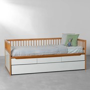 Bicama Nanda 3 Gavetas com Cama Auxiliar - Branco e Amêndoa