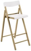 Banqueta Dobrável Alta com Encosto Tramontina Potenza Branca Madeira Tauari Natural