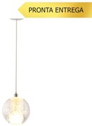 Pendente Teen Ø10Cm Cromado E Transparente 1Xg9 - Bella Iluminação Bc0...