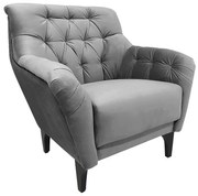 Poltrona Decorativa Roma Botonê Pés Madeira Veludo Cinza - Sheep Estofados - Cinza