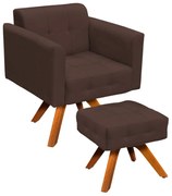 KIT 01 POLTRONA GIRATORIA E 01 PUFF ELIS - Marrom