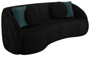 Sofá Decorativo 240cm com Almofadas Redondas Clarke Veludo Preto G45 - Gran Belo