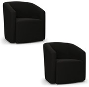 Poltrona Decorativa Base Giratória Kit 2 Stella Max Suede D03 - D'Rossi - Preto