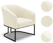 Poltrona Decorativa Industrial Preto Stella Cotelê Ext/Veludo D03 - D'Rossi - Off White