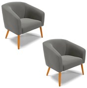 Poltrona Decorativa Pé Palito Castanho kit 2 Stella Suede D03 - D'Rossi - Grafite