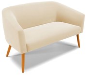 Namoradeira 02 Lugares Stella Suede Pés Palito Castanho - D'Rossi - Bege