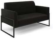 Sofá Namoradeira Base Industrial Alta Preto Marisa Suede - Preto