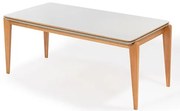 Mesa Jantar Retangular Oliva Com Vidro Base Mel 160cm - 78482 Sun House