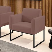 Poltrona Base Industrial Preto Marisa Veludo - Rose