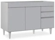 Balcão de Cozinha Para Pia 120cm 3 Portas Sem Tampo Michigan Cinza Cla