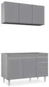 Armário Cozinha e Balcão Para Pia 120cm Michigan Cinza      - Lumil
