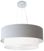 Lustre Pendente Duplo Cilíndrico Vivare Md-4171 Cúpula em Tecido 80x70cm - Bivolt
