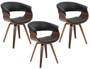 Kit 03 Cadeiras Decorativas para Sala de Jantar Ohana Fixa PU Preto G56 - Gran Belo