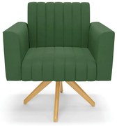 Kit 2 Poltronas Giratória Viena Gomada Suede Base de Madeira MA30 - Verde
