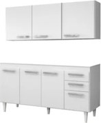 Armário Aéreo Parma e Balcão Gabinete Para Pia 150cm Lisboa Branco - L