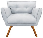 Kit 2 Poltronas Anitta Suede Pés Palito Castanho D03 - D'Rossi - Cinza