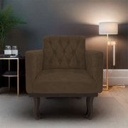 Poltrona Classic Pés Luís XV Suede Marrom - ADJ Decor