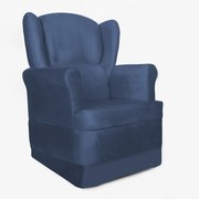 Poltrona Ana de Amamentação com Balanço Suede Azul Marinho