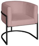 Poltrona Base Industrial Preto Sala de Estar Lety Veludo - Rose