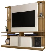 Home Theater York LED Ripado Cinamomo Com Off White - Bechara Móveis