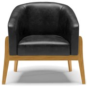 Poltrona Decorativa Base de Madeira kit 2 Stella Sintético PU D03 - D'Rossi - Preto
