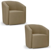 Poltrona Decorativa Base Giratória Kit 2 Stella Max Suede D03 - D'Rossi - Marrom Rato