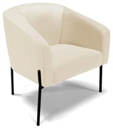 Poltrona Decorativa Pé de Ferro Preto Stella Sintético Bege D03 - D'Rossi