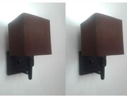 Kit/2 Arandela Quadrada Md-2019 Preto C/ Inter Liga e Desl Cúpula em Tecido Café - Bivolt