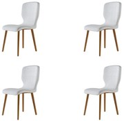 Kit 4 Cadeiras Decorativas Sala de Jantar Madeira Maciça Parker Linho Cinza Claro G13 - Gran Belo