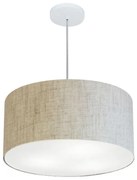 Lustre Pendente Cilíndrico Md-4243 Cúpula em Tecido 45x25cm Rustico Bege - Bivolt