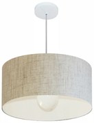 Lustre Pendente Cilíndrico Md-4206 Cúpula em Tecido 50x25cm Rustico Bege - Bivolt