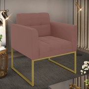 Poltrona Elisa Veludo Base Metálica Industrial Dourado D03 - D'Rossi - Rose
