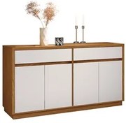 Balcão Aparador Buffet 4 Portas 2 Gavetas 100% MDF Anne N02 Ypê/Off Wh